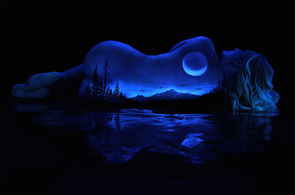 This Landscape Body Art Lit Up By Black Light Is Insanely Cool