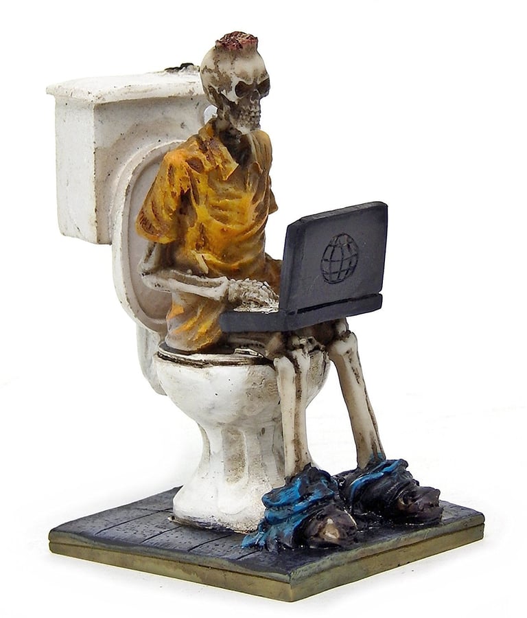Laptop Workaholic Geek Toilet Skeleton