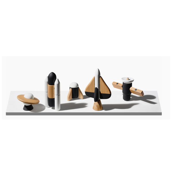 Space Themed Wooden Block Puzzles with Magnetic Connections
