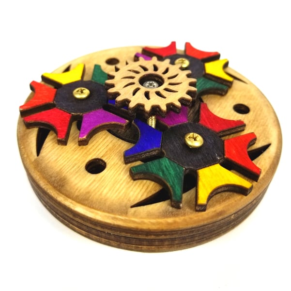 wooden geared fidget spinner