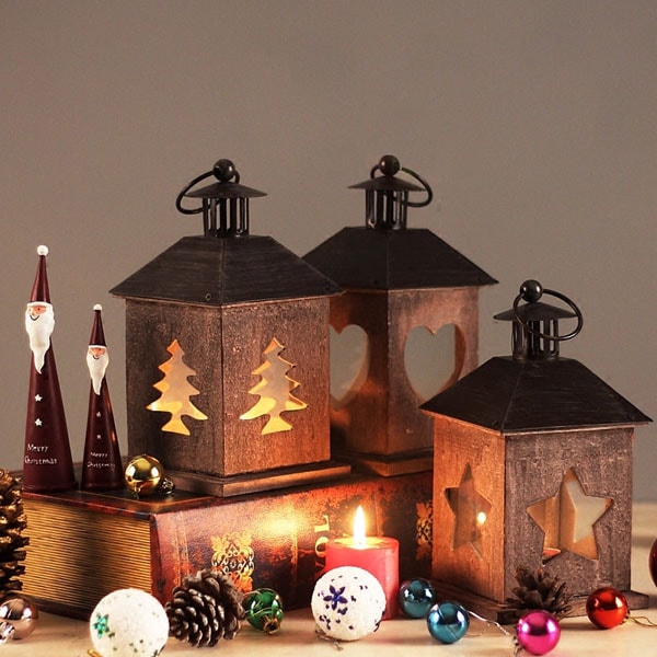 House Pattern Candle Holders: Vintage Style Lantern