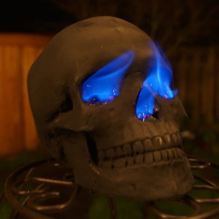 Human Skull Fire Pit Log