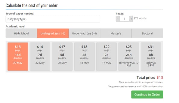 calculate the cost of your order