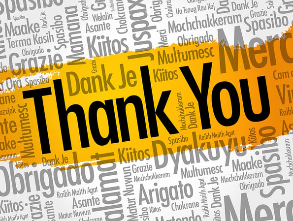 Thank You word cloud in different languages, concept background