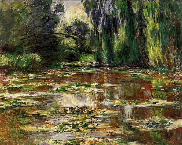 The Bridge Over the Water Lily Pond painting