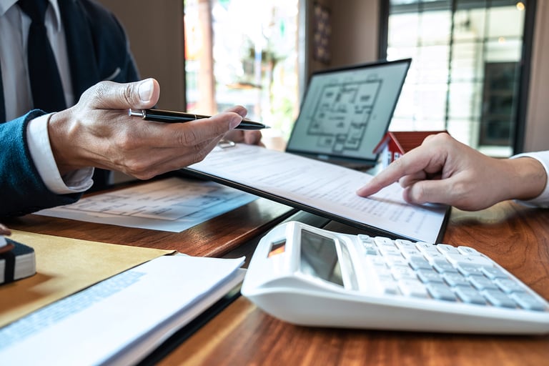 Sale purchase contract to buy a house, Customer sending money buying home loan and giving keys from Agent after signing contract to buy house with approved form, Insurance and Home concept.