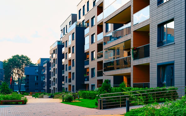 Modern Residential Apartment House Home Building Complex And Out