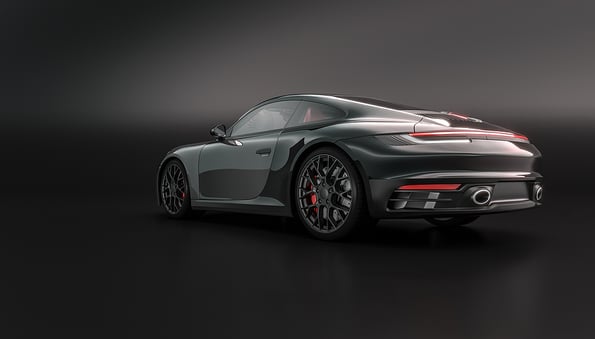 beautiful car luxury black sports car on black. nobody around. 3d render background