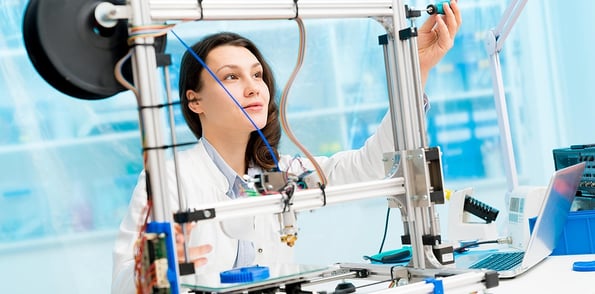 Young woman, schoolgirl print 3D model on 3D printing