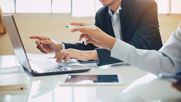 businessman investment consultant analyzing company financial report balance sheet statement working with digital graphs. Concept picture for stock market, cash, fund,and business economy flow.