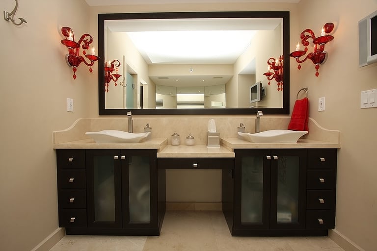 Beautifully designed bathroom in a luxury condo.