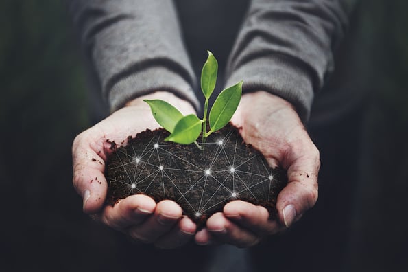 Smart agriculture 5.0 green plant product farming technology background