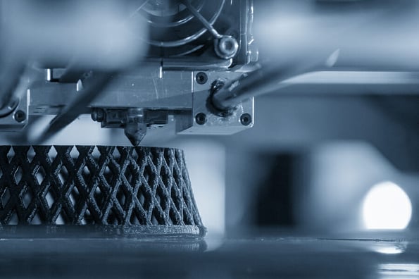 The 3D printer machine print out the sample model prototype. The hi technology Computer Aid Manufacturing process by rapid prototype 3D printer.