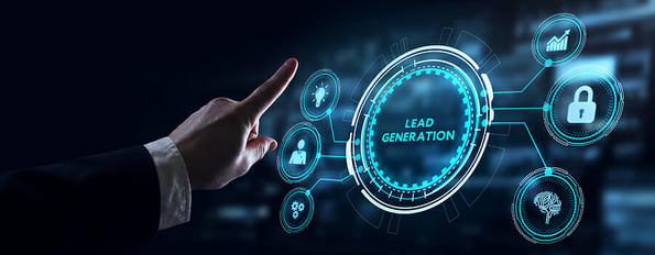 Business, technology, internet and networking concept. Young entrepreneur showing keyword: Lead generation