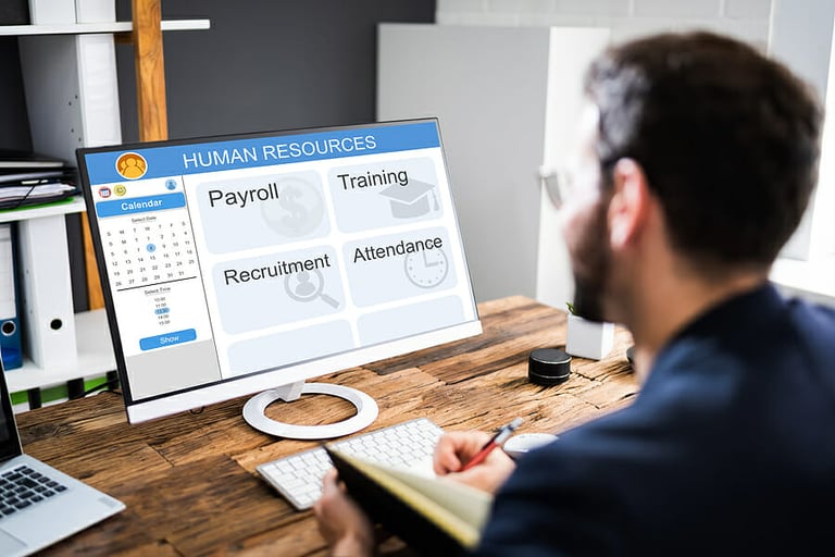 Human Resources Software On HR Manager Computer Screen