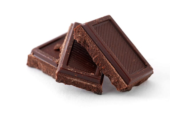 Three chocolate bars against a white background
