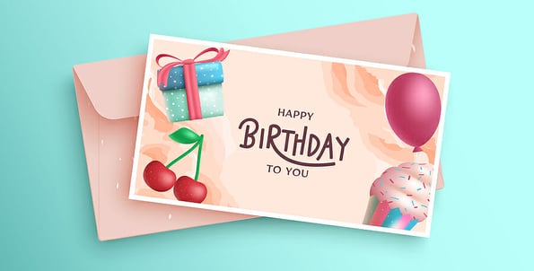 Birthday card vector design. Happy birthday text in elegant invitation card elements for birth day celebration background. Vector illustration.