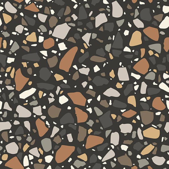 Terrazzo texture. Encaustic tiles flooring material. Granito mosaics with chips of recycled glass, marble, stone. Kitchen and bathtubs subfloor surface. Seamless vector pattern