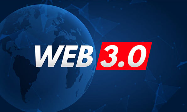 Web 3 world technology digital background. Web3 planet future internet new version blockchain metaverse.