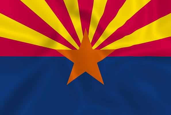 Illustration waving state Arizona flag. Abstrct banner design