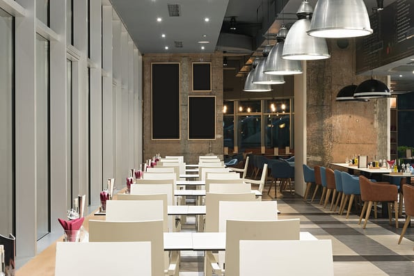 Interior of a modern restaurant in new office building