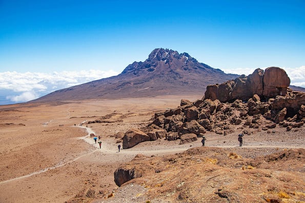 A view of Mawenzi peak from base camp of Mount Kilimanjaro, Tanzania.