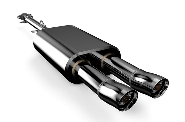 Car muffler exhaust silencer isolated on white background