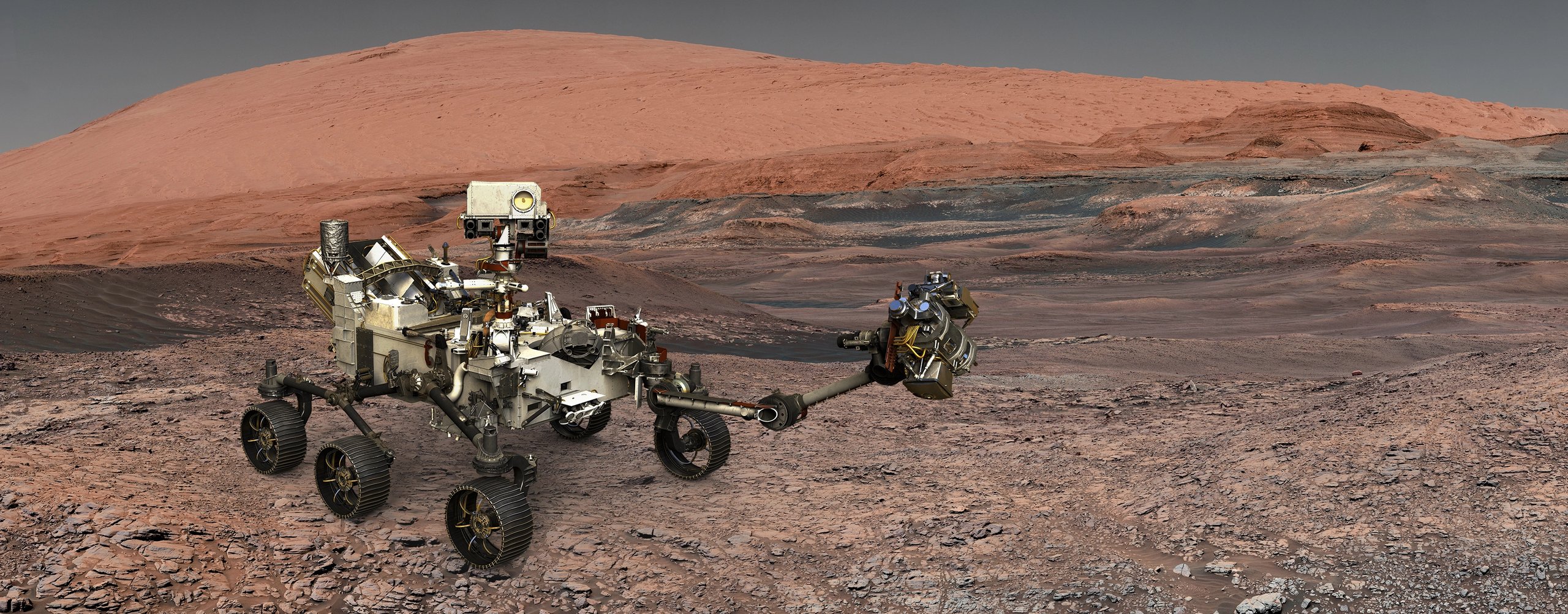Mars. The Perseverance rover deploys its equipment against the backdrop of a true Martian landscape. Exploring Mission To Mars. Colony on Mars. Elements of this video furnished by NASA