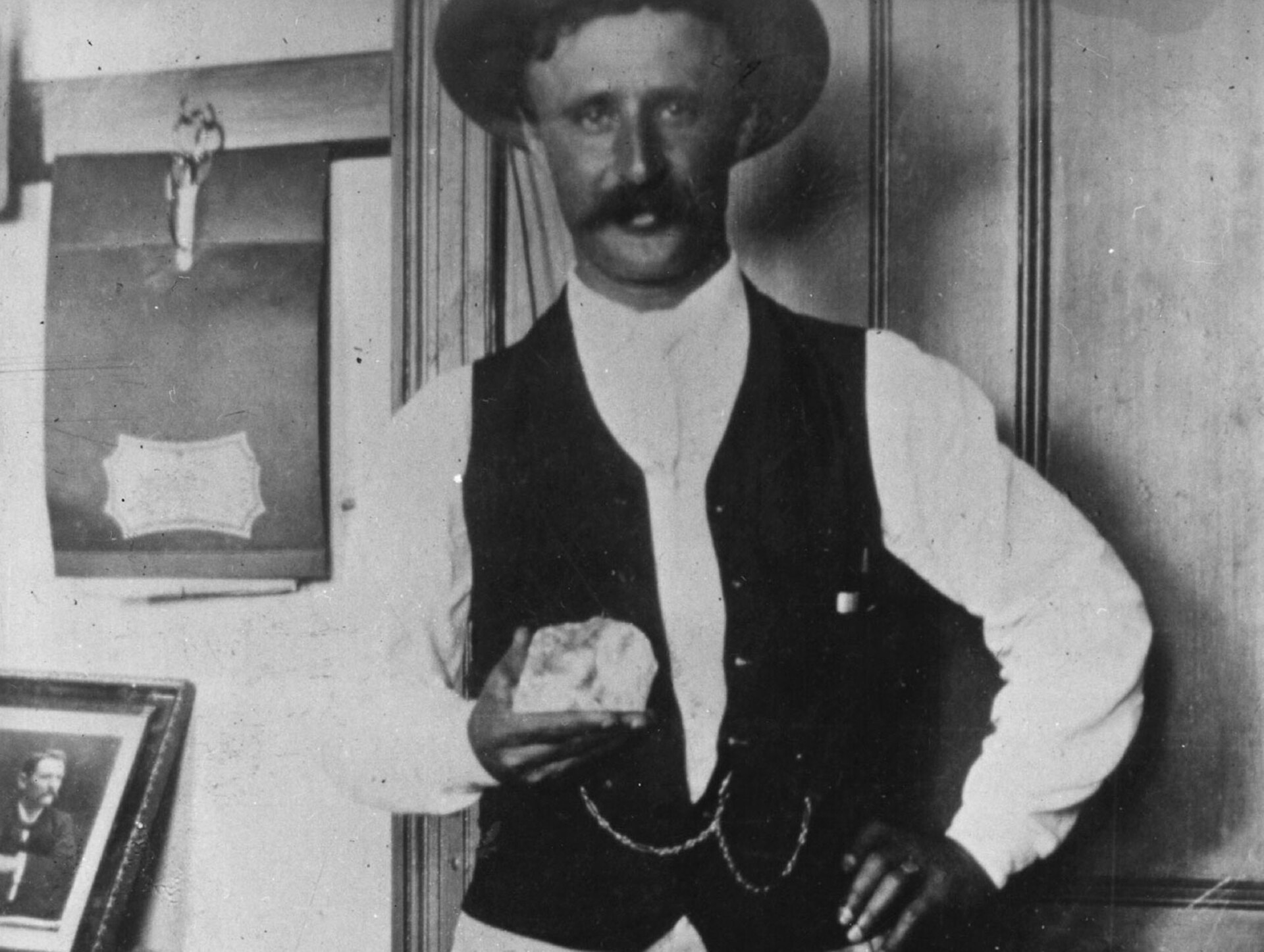 Frederick Wells holding the cullian diamond