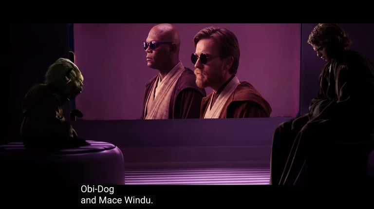 Bass Windu and Obi Dawg in the viral “I Got The High Ground” Star Wars parody video
