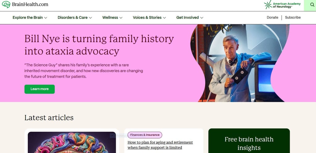 brainhealth website screenshot