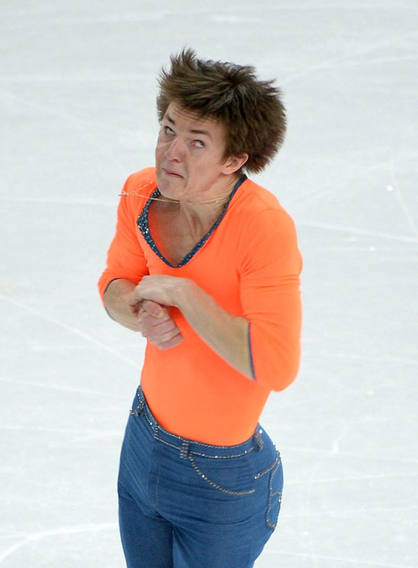 Figure Skaters Mid-Spin, Funny Face | Incredible Things