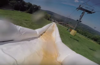 A First Person POV Video Of The World’s Longest Slip N Slide