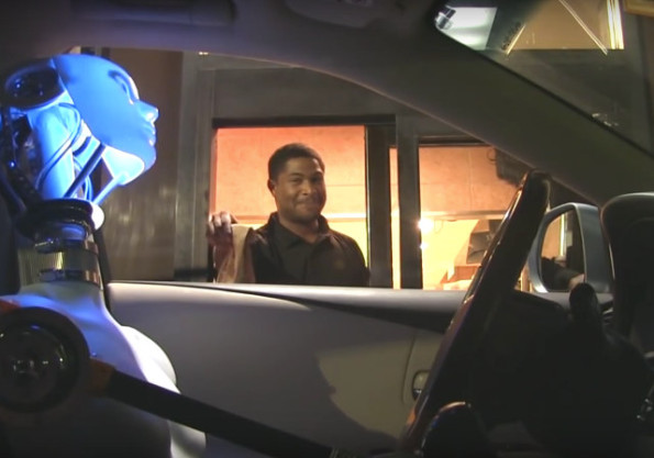 Oh Yes, The Old “Robot Driving Through A Drive Thru” Prank