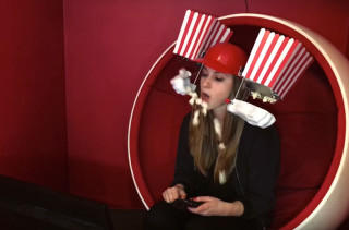 Eat Popcorn Hands-Free With The Popcorn Machine Helmet