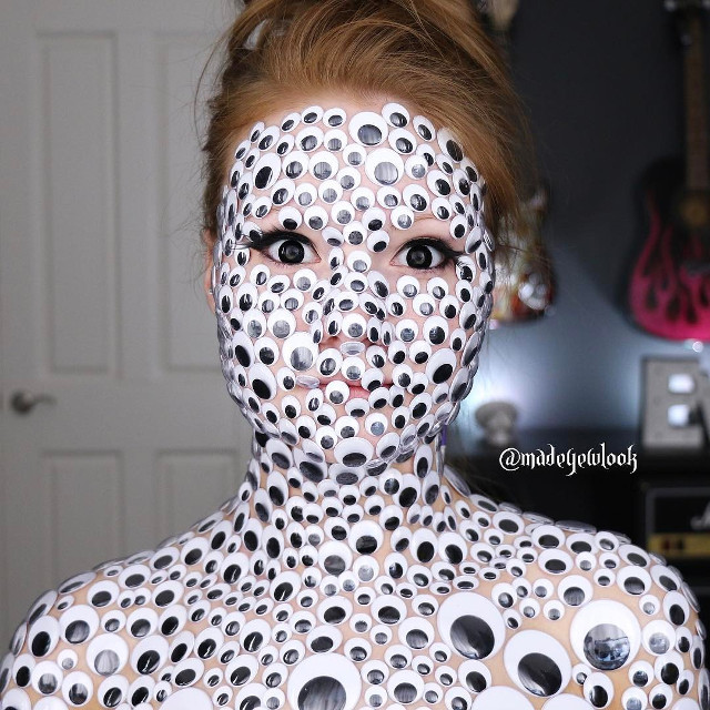 Watch This Lady Glue A Bunch Of Googley Eyes To Her Face