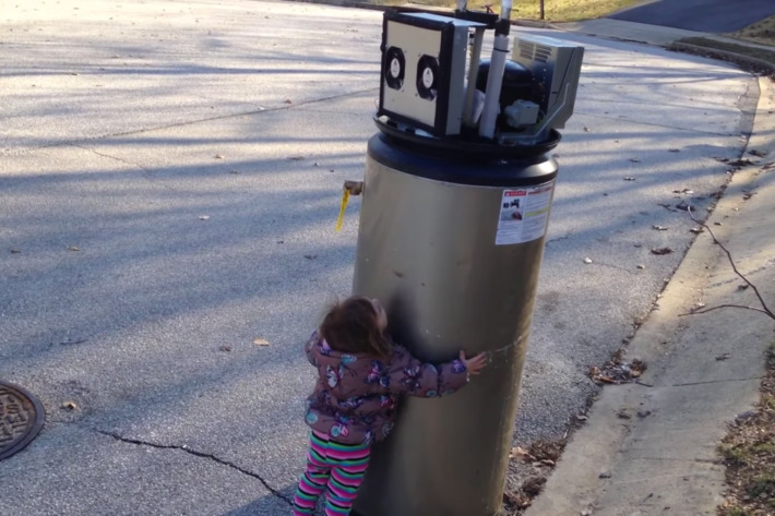 A Little Girl Thinks A Water Heater Is A Robot And It’s Too Cute