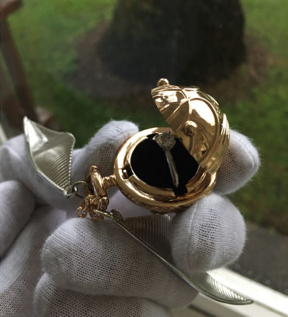 A Golden Snitch Engagement Ring Box