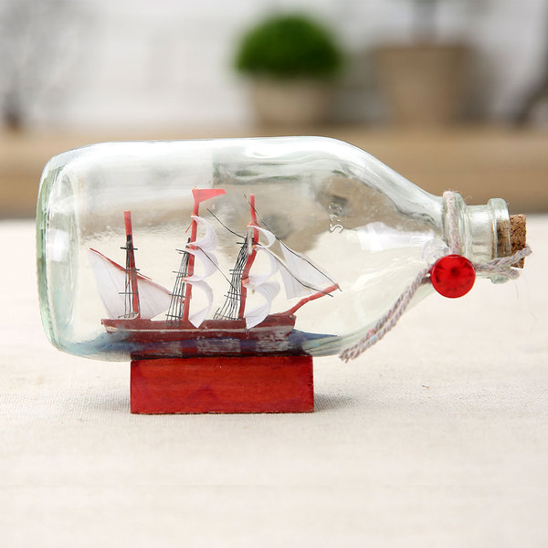 Nautical Table Top Sail Boat in Drift Bottle