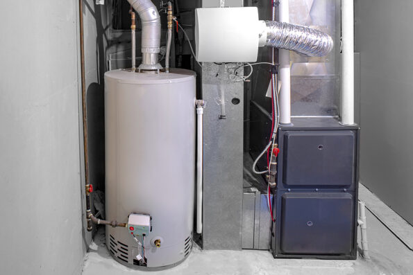 A Home High Efficiency Furnace With A Residential Gas Water Heat