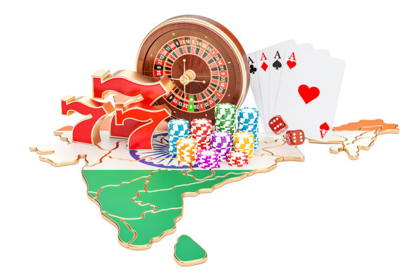 Casino and gambling industry in India concept 3D rendering isolated on white background