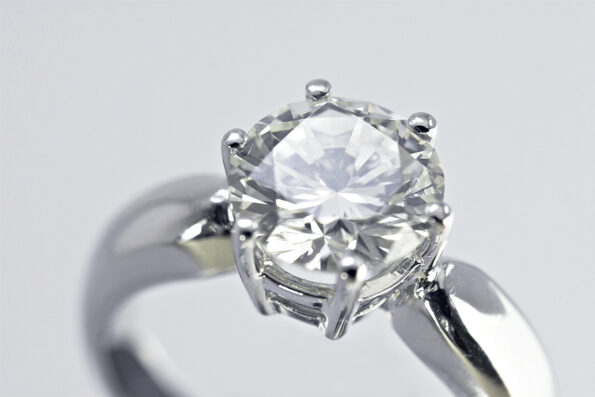 Two carat diamond engagement ring with a white background ** Note: Slight blurriness, best at smaller sizes