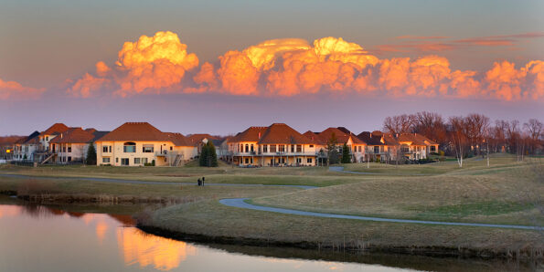 Pretty sunset view on a golf course community.