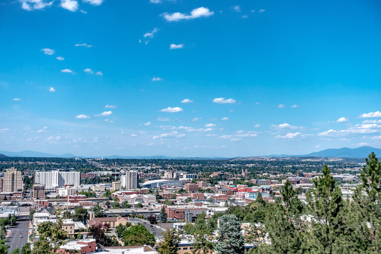 city skyline and streets of Spokane washington