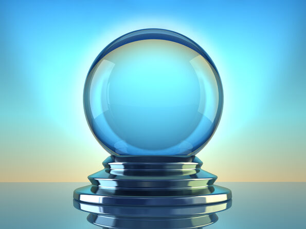 Magic crystal ball on blue background - 3d render