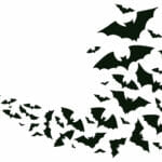 Flying Halloween Bats Silhouettes. Bats Flock Flying Wave, Vampi