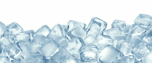 Ice cubes on the white background and studio lighting