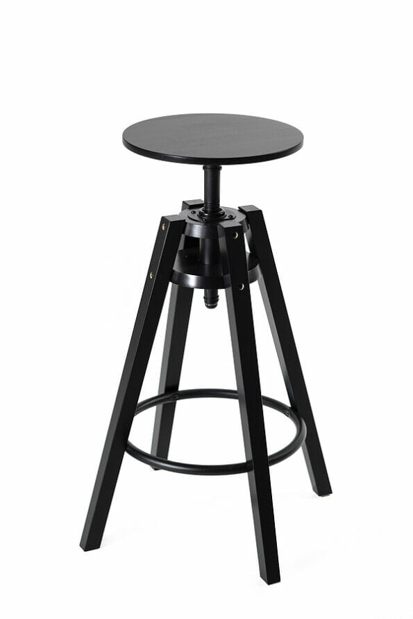 black bar stool on a white background. round chair