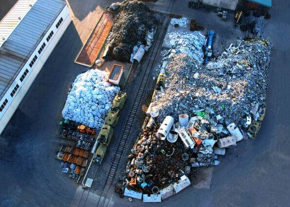 Metal recycling plant. Metal recycling landfill. Scrap metal recycling. Metal recycling transforms waste in resource, conserves energy, and decreases extraction activity and resulting environmental.