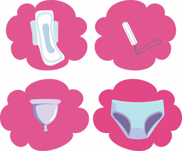 Various Sanitary Products for Feminine Hygiene Period Concept Illustration